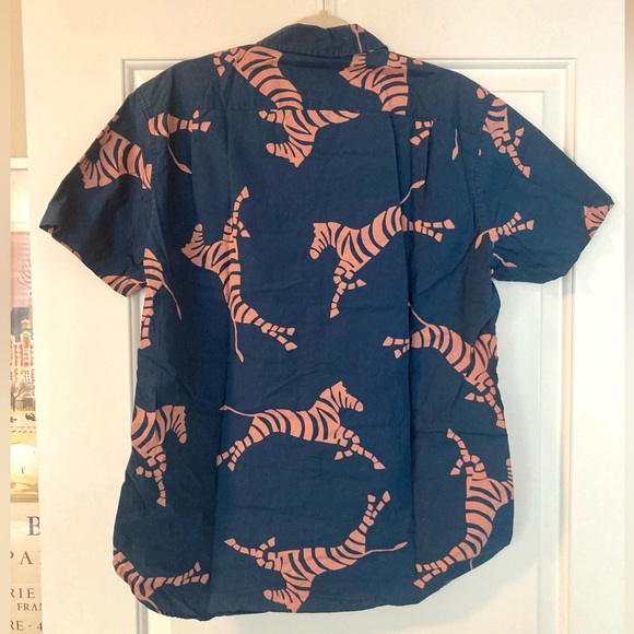 Slim Fit Zebra Print Short Sleeve Button Down - Picture 3 of 3